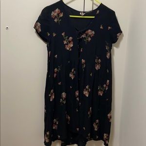 Flower pattern mini flare dress